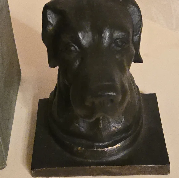 Vintage Dog Bookends Labrador Retriever Heavy Metal Bronze Tone - Picture 3 of 12